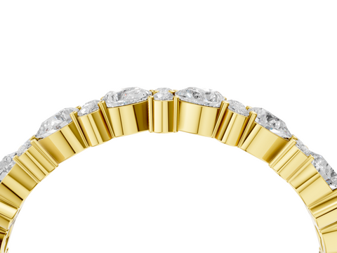 Yellow Gold Pear & Round Diamond Wedding Band
