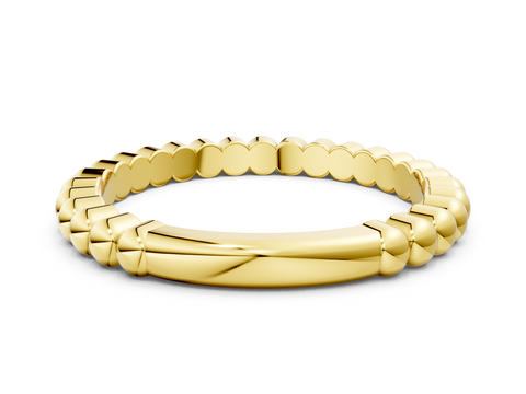 Yellow gold Beaded Round Stone Eternity Band with Bezel Setting