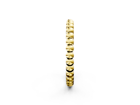 Yellow gold Beaded Round Stone Eternity Band with Bezel Setting