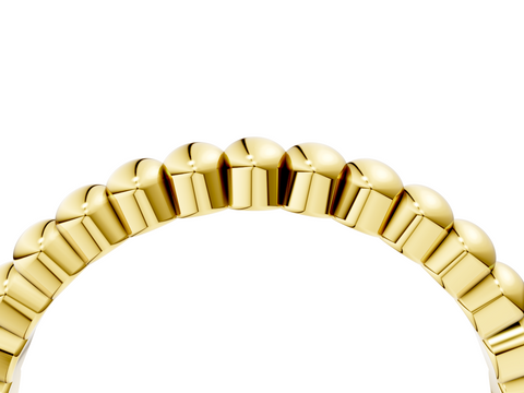 Yellow gold Beaded Round Stone Eternity Band with Bezel Setting