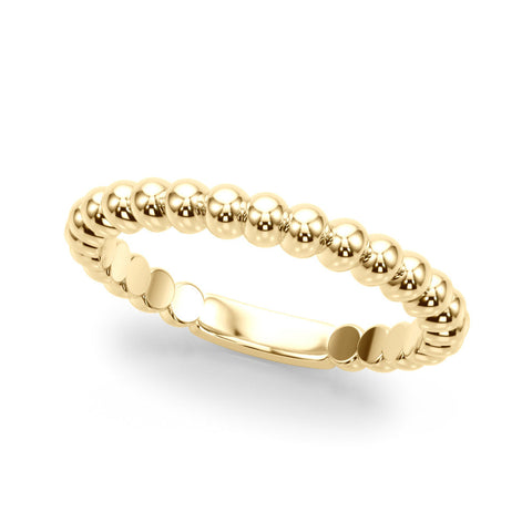 Yellow gold Beaded Round Stone Eternity Band with Bezel Setting
