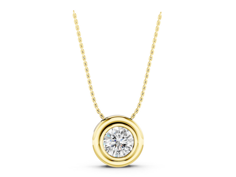 Yellow gold Bezel Round Diamond Pendant