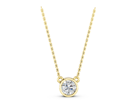 Yellow gold Bezel Round Solitaire Pendant