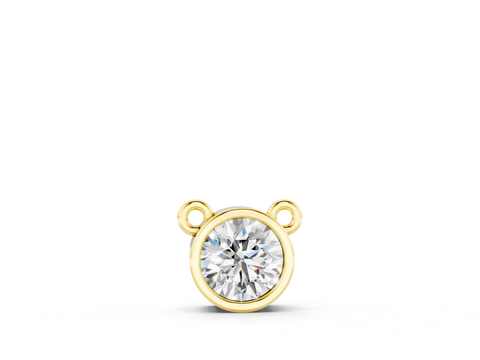 Yellow gold Bezel Round Solitaire Pendant
