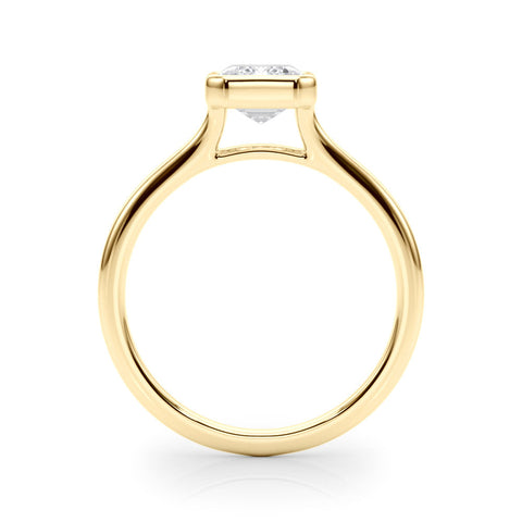 Yellow gold Bezel Set Radiant Cut Solitaire Ring with Tapered Band