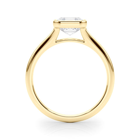 Yellow gold Bezel Set Emerald Cut Solitaire Ring