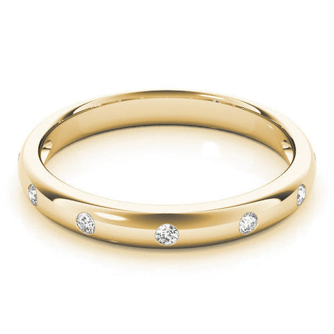 Yellow gold Bezel Set Round Diamond Comfort Fit Band