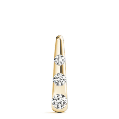Yellow gold Bezel Set Round Diamond Tapered Bar Pendant