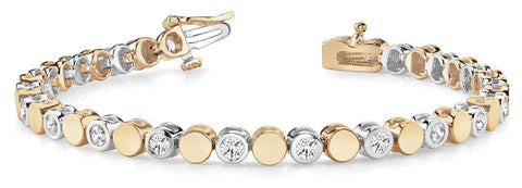 Yellow gold Bezel-Set Round Diamond Tennis Bracelet with Box Clasp