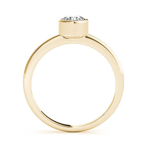 Yellow gold Bezel Set Round Solitaire Engagement Ring with Classic Band