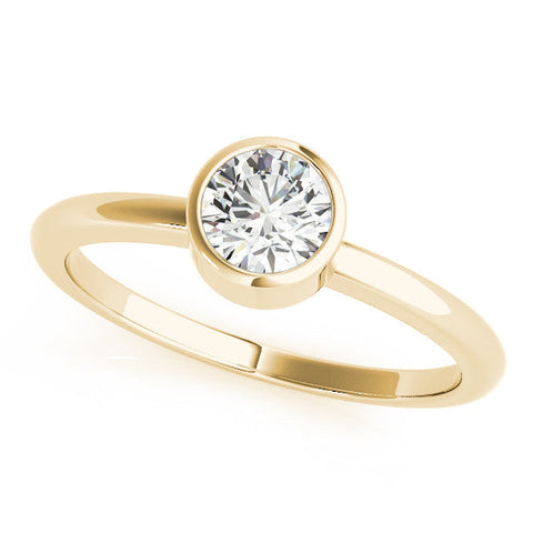 Yellow gold Bezel Set Round Solitaire Engagement Ring with Classic Band