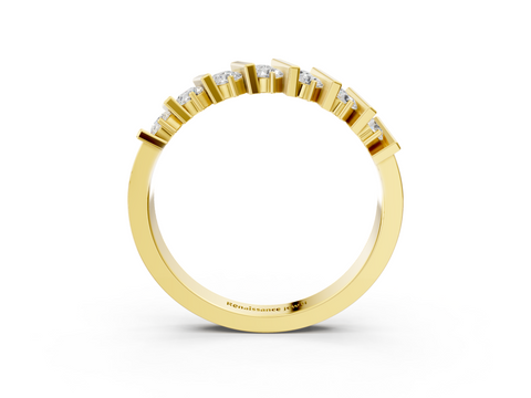 Yellow gold Channel Set Round Diamond Anniversary Band with Vertical Prongs
