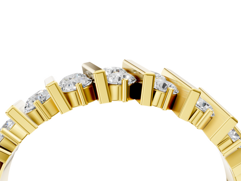 Yellow gold Channel Set Round Diamond Anniversary Band with Vertical Prongs