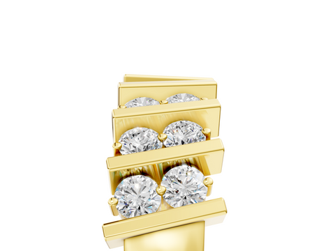Yellow gold Channel Set Round Diamond Anniversary Band with Vertical Prongs