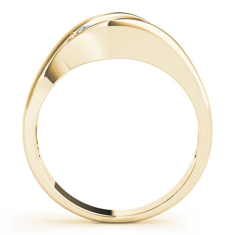 Yellow gold Channel Set Round Diamond Crossover Band