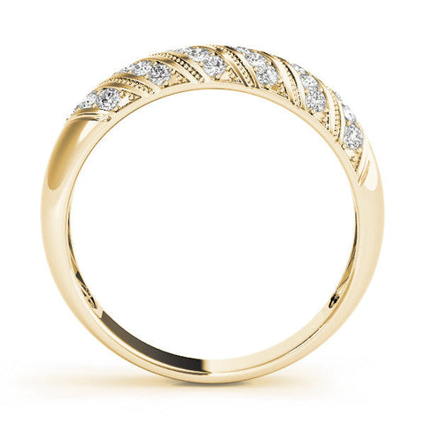 Yellow gold Channel Set Round Diamond Dome Band