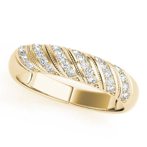 Yellow gold Channel Set Round Diamond Dome Band