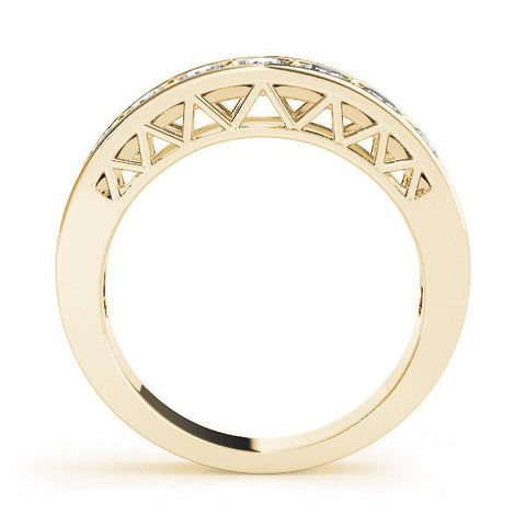 Yellow gold Channel-Set Round Diamond Eternity Band with Shared Prong Setting