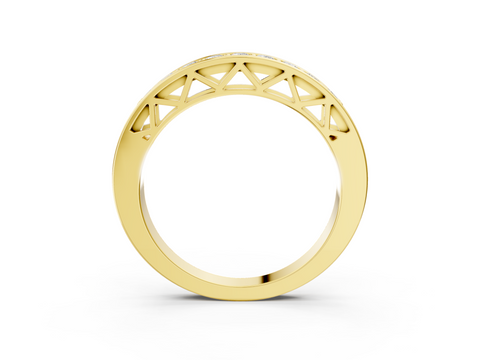 Yellow gold Channel-Set Round Diamond Eternity Band with Shared Prong Setting