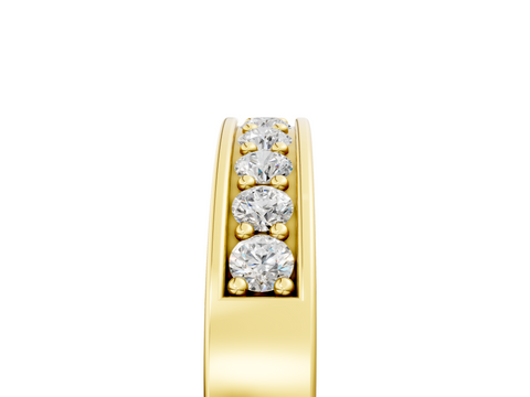 Yellow gold Channel-Set Round Diamond Eternity Band with Shared Prong Setting