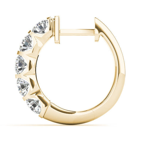 Yellow gold Channel-Set Round Diamond Hoop Earrings