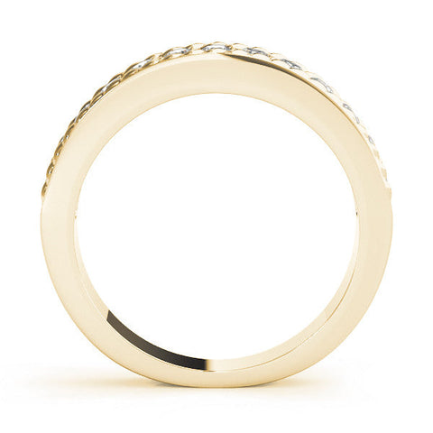 Yellow gold Channel Set Round Diamond Milgrain Edge Band