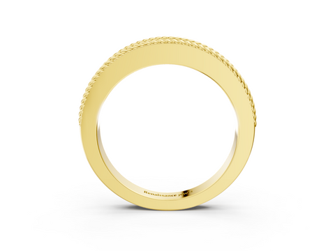 Yellow gold Channel Set Round Diamond Milgrain Edge Band