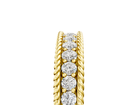 Yellow gold Channel Set Round Diamond Milgrain Edge Band