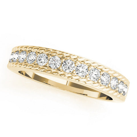 Yellow gold Channel Set Round Diamond Milgrain Edge Band