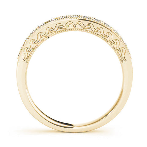 Yellow gold Channel Set Round Diamond Milgrain Edge Eternity Band
