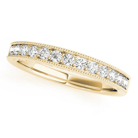 Yellow gold Channel Set Round Diamond Milgrain Edge Eternity Band
