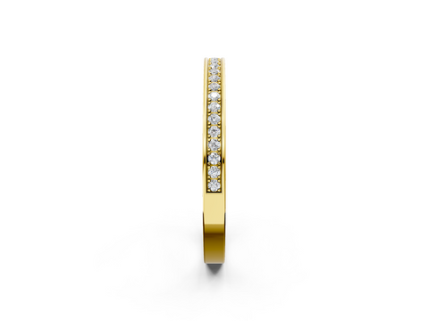 Yellow gold Channel Set Round Diamond Milgrain Engraved Band
