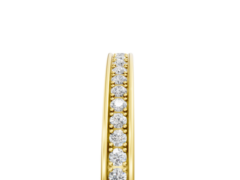 Yellow gold Channel Set Round Diamond Milgrain Engraved Band