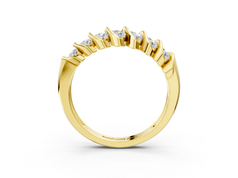 Yellow gold Channel Set Round Diamond Multi-Row Band