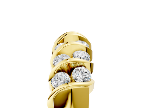 Yellow gold Channel Set Round Diamond Multi-Row Band