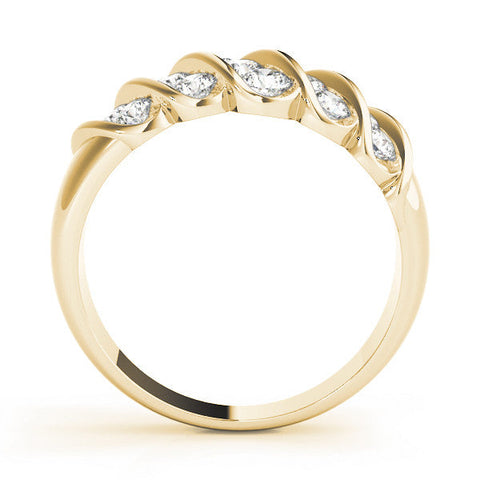 Yellow gold Channel Set Round Diamond Multi-Row White Gold Band