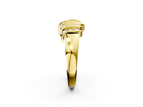 Yellow gold Channel Set Round Diamond Multi-Row White Gold Band