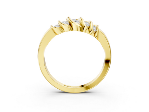 Yellow gold Channel Set Round Diamond Multi-Row White Gold Band
