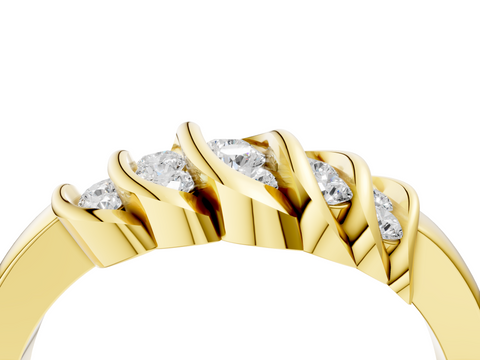 Yellow gold Channel Set Round Diamond Multi-Row White Gold Band