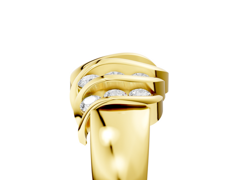 Yellow gold Channel Set Round Diamond Multi-Row White Gold Band