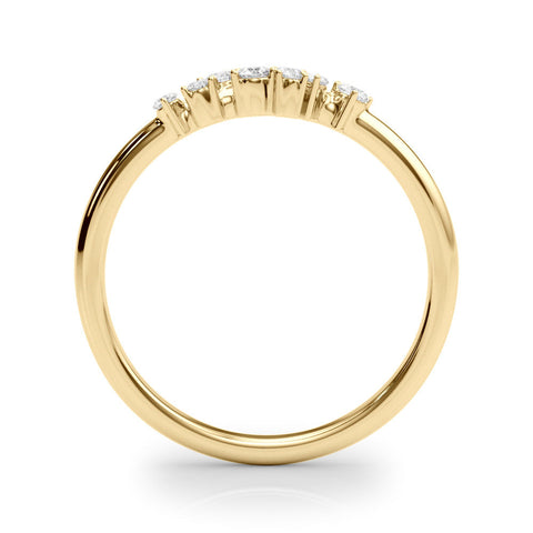 Yellow gold Cluster Diamond Round Cut White Gold Band with Prong Setting