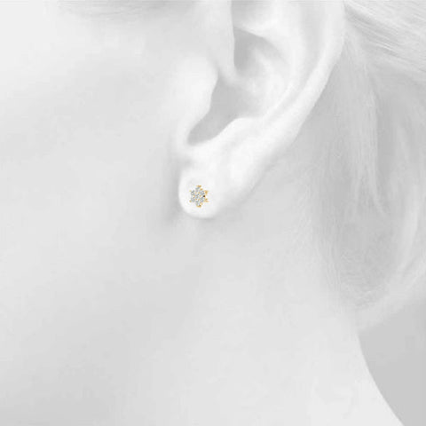 Yellow gold Cluster Round Diamond Stud Earrings