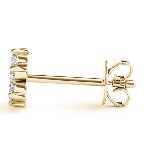 Yellow gold Cluster Round Diamond Stud Earrings