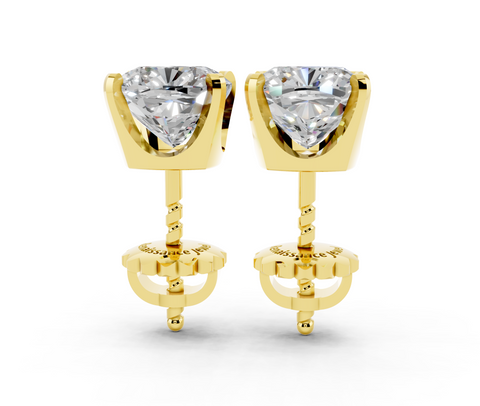 Yellow gold Cushion Brilliant Diamond Stud Earrings
