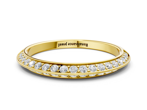 Yellow gold Double Row Pavé Round Diamond Eternity Band with Channel Setting