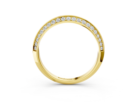 Yellow gold Double Row Pavé Round Diamond Eternity Band with Channel Setting