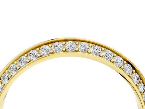 Yellow gold Double Row Pavé Round Diamond Eternity Band with Channel Setting