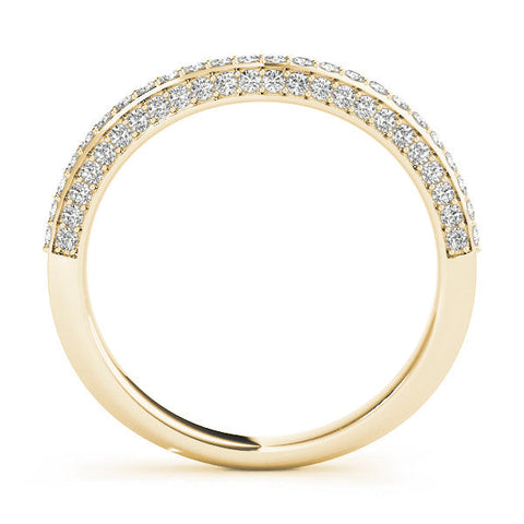 Yellow gold Double Row Round Diamond Pavé Curved Band