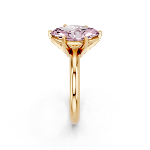Yellow gold Fancy Pink Marquise  Cut Solitaire Engagement Ring with Round Band and Four-Prong Setting