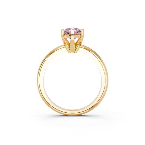 Yellow gold Fancy Pink Marquise  Cut Solitaire Engagement Ring with Round Band and Four-Prong Setting